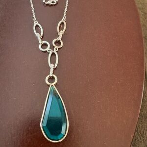 Teardrop Emerald Green Pendant Necklace